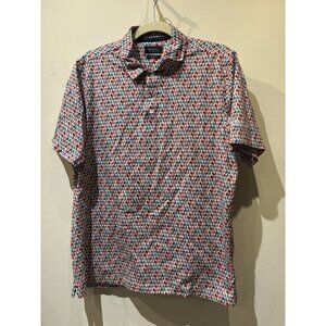 Bugatchi 8 Way Stretch Polo Shirt Mens Medium Candy Pattern Multi Color Vegas